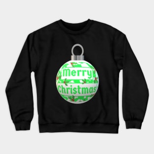 Christmas Tree Ornament with Merry Christmas, Green and White Peppermint and Red Holly Berries Crewneck Sweatshirt